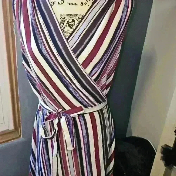 Alex Marie Womans Striped Wrap Dress Size L - Picture 2 of 12
